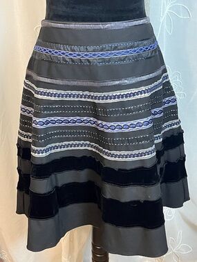 The Limited Black A-Line Skirt with Blue  and silver trim